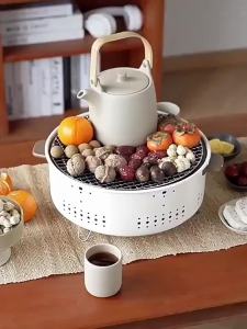 Portable Indoor Outdoor BBQ Stove for Charcoal and Tea Boiling Multifunctional