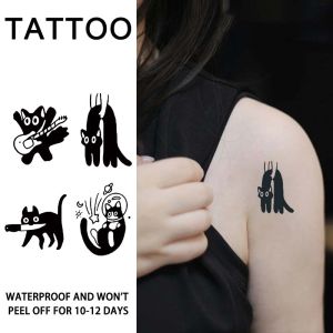 Playful Cat Temporary Tattoo Sticker waterproof and long-lasting realistic herbal tattoo sticker for arm and collarbone.