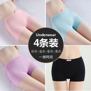 Pure Cotton Ladies Boxer Briefs Anti-Light Safety Pants High Waist One-Piece Design Four Corners Large Size Underwear