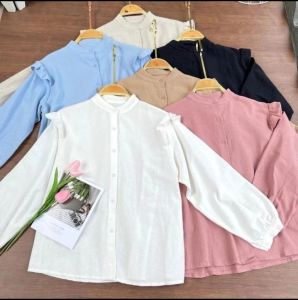 HANNA LINEN SHIRT KEMEJA ATASAN WANITA - BAJU ATASAN TERBARU - KEMEJA ATASAN OOTD WANITA