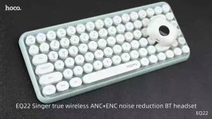 【เชื่อมต่ออุปกรณ์ทั้งสอง】ชุดหูฟังไร้สาย HOCO EQ22 TWS ANC + ENC ชุดหูฟังบลูทูธลดเสียงรบกวนพร้อมไมโครโฟนหูฟังชนิดใส่ในหูไฮไฟสเตอริโอหูฟังควบคุมแบบสัมผัส 400mAh อายุการใช้งานแบตเตอรี่ยาวนานเป็นพิเศษสำหรับสมาร์ทโฟนทุกรุ่นสากล