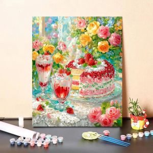 Kayou | Acrylic Paint By Numbers Delicious Cake Painting By Numbers on Canvas Coloring By Number for Adults Paint Digital Art