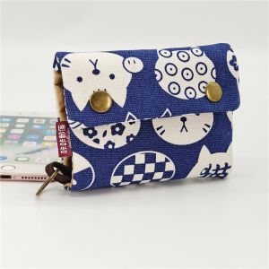 Canvas Cartoon Totoro Cat Printed Dog Women Fold Short Wallet Organizer Cute Mini Money Key Bag Coin Pocket Purse for Children