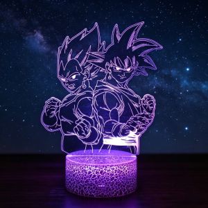 Bandai | 3D Illusion 7/16 Colors Anime Goku Vegeta Dragon Ball Z Super Saiyan 3D Night Light Control and Smart Touch Room Decor Lamp Gift