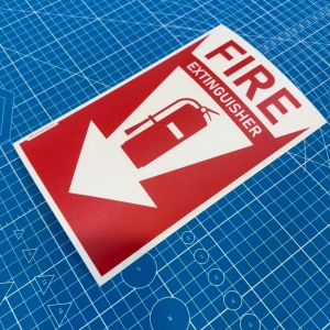 Fire Extinguisher. Premium Sticker Sign Notice Signage. Pemadam Api. Arrow Pointing Down Location Direction.