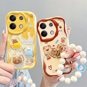 ปลอก เคส Redmi 13C Note 13 Pro+ Plus POCO C65 X6 M6 Pro 4G 5G เคสโทรศัพท์ดีไซน์ใหม่3Dตุ๊กตาน่ารักการ์ตูนหมีครีมซิลิโคนป้องกันเลนส์ปกอ่อนพร้อมสร้อยข้อมือ Case 2024