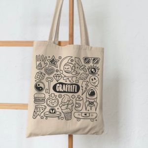 Tote Bag Grafiti Totebag Pakai Resleting Tas Kuliah Sekolah
