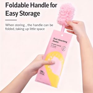 Expandable Folding Static Duster Feather Duster - Soft Bristles for Ceiling Fans Furniture and Lighting Fixtures - Pink Durabl