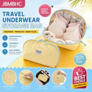 JBMBHC Portable 3-in-1 Underwear Organizer Pouch Large Capacity Travel Storage Bag Cosmetic Makeup Toiletry Case for Women Business Trip