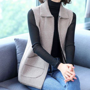Spring Autumn New Style Early Autumn Woolen Vest Women Middle-aged Knitted Outerwear Fashionable Jacket for Mom Winter