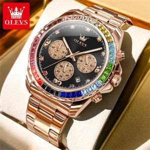 OLEVS Watch For Man Original Waterproof Fashion Luxurious Quartz Stainless Steel Wrist Watches Chronograph Date Luminous Casual Mens Watches