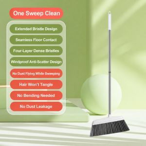 Handle Broom And Dustpan Set for Home Portable Broom Set Sweeping Kitchen Wood Floor Pet Hair Cleaning Supplies for Indoor