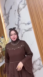 Gamis Jumbo Wanita Terbaru 2026 Darra Dress Bahan Ceruty Babydoll Mix Brokat LD 120 Uk M L XL XXL