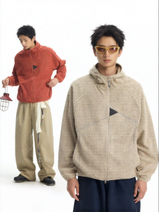 JNXS | Áo Khoác Hoodie Len Patched Thu Rộng Tay Raglan