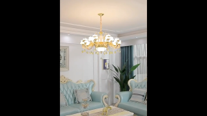 Luxurious golden living room lamp Nordic golden ceiling lamp decorative bedroom chandelier luxurious home decorations round LED crystal lamp cozy living room and bedroom villa lamp ceiling lamp（E14灯泡）