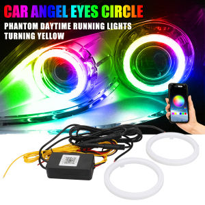 KEVANLY | 2in1 Angel Eyes 100mm 80mm 70mm 60mm Symphony Halo Ring DRL Headlight for Car Motorcycle Decorative Light 9-30V APP control RGB