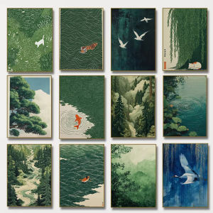 Retro Japanese Forest & Koi Fish Zen Water Waves Crane Paint by Numbers Kit Wall Art for Peaceful Home Decor Cuadros