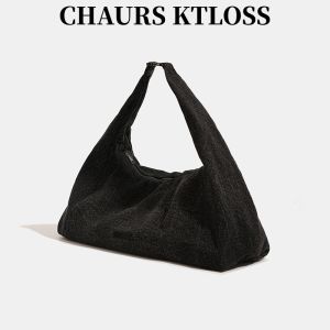 Chaurs Ktloss Denim Jean Bag Cycling Crossbody Bag Large Capacity Airbag Lightweight Travel One Shoulder Bag