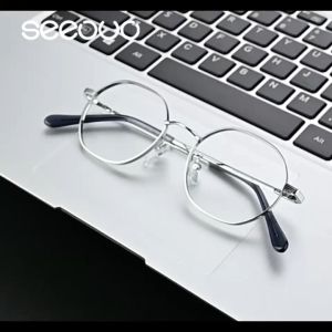 Seeouo Kacamata Frame Model Kotak Bahan Full Metal Simple Fashion Glasses Women Plano Lens Bisa Minus Antiradiasi Blueray 34286