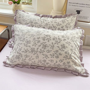 New 2025 High Grammage Knitted Double Layer Lace Style Pillowcase 48*74cm Home Use Pair Cotton Bedding Single Person Pillow