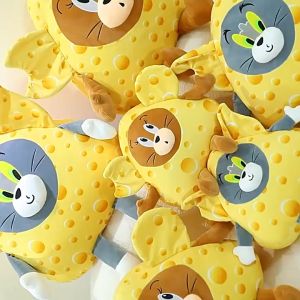 Tom and Jerry Cheese Cat Plush Stuffed Doll Toy Pillow Birthday Gift Patung Peluk Kucing 猫和老鼠芝士枕头