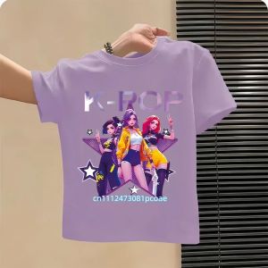 Bandai | Kpop Childrens T Shirt Cartoon Graphic Short Sleeve Summer Comfortable Top Funny Gift for Fans Harajuku T-Shirts Girls Clothes