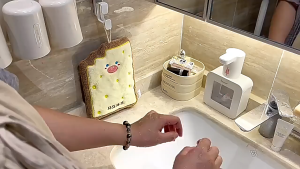 3Pcs Hanging Quick Drying Home Decor Kitchen thick Towel Cute Hand Towel Thickened Cartoon-Printed Bathroom Hand Towel