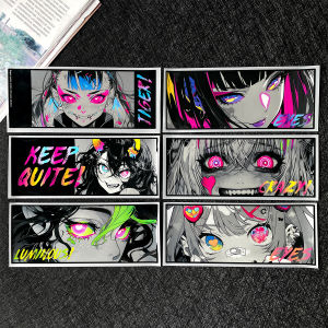 JDM Anime Girl Reflective Motorcycle Stickers Motor Bike Scooter Moto Fuel Tank Body Windshield Helmet Vinyl Decals Accessories