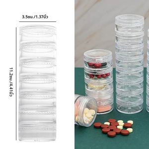 กล่องเก็บยาอเนกประสงค์ สะดวก ขนาดกะทัดรัด ปิดผนึกและป้องกันความชื้น กล่องเก็บยาขนาดเล็กขนาดเล็กหนึ่งสัปดาห์