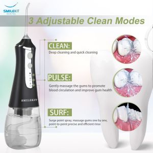 Cordless Water Flosser Tooth Cleaner Dental Water Jet Rechargeable Scaler Dental Irrigator for Teeth 5 Nozzles 3 Modes