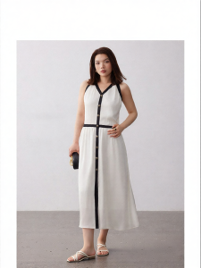 Wrinkled Texture Colorful Elegant Spaghetti-Strap Cheongsam Dress