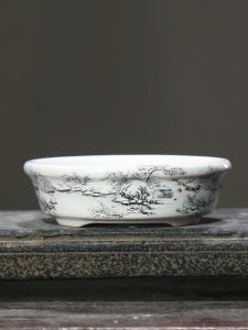 Chậu Hoa Gốm Sứ Tròn Vẽ Tay Bằng Bùn Trắng Màu Đỏ Tím Phong Cảnh Tuyết Chậu Cây Trong Nhà Cổ Điển Dùng Để Trang Trí Bàn