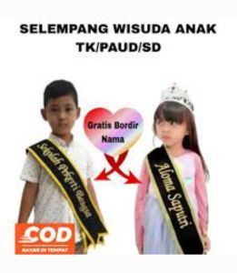 SELEMPANG WISUDA ANAK TK-SD FREE BORDIR NAMA