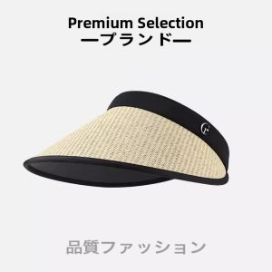 New Womens Straw Woven Empty Top Hat Summer Cycling Sun Protection Black Glue Wide Brim Hat Casual Style Travel Cap Nylon Material