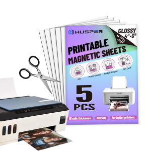 5 Sheets 4R Glossy Magnetic Printable Paper 4x6 Inch 16mils Thick Inkjet Compatible Refrigerator Magnet DIY Photo Customizable