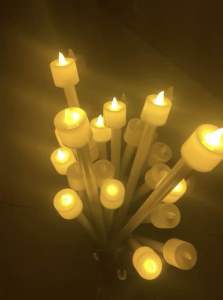 Obor Led Lampion nyala kuning gagang putih
