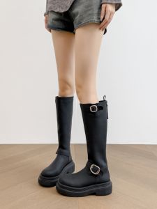 Wide Leg Thick Heel Retro Style Equestrian Boots