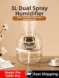 Double Spray Humidifier 3L Large Capacity for Home Bedroom Office Moisturizing Air Small Size High Fog Output 1307T