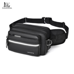 LouisWill กระเป๋ากระเป๋ากันน้ำคาดเอวผู้ชายพาดลำตัวแฟชั่นกระเป๋าคาดหน้าอกกระเป๋าถนน Tas Rekreasi ขนาดใหญ่หลายชั้นกระเป๋าลำลองน้ำหนักเบากระเป๋ากีฬาสะพายไหล่เดินทางกระเป๋าหิ้ว