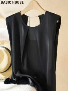 Basic House | Elegant Sleeveless Backless Black T-shirt