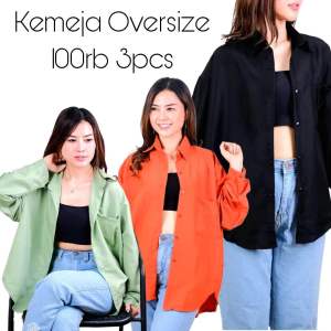 Kemeja Oversize Saku 100rb Dapat 3pcs Kemeja Korea Atasan Gempi