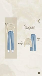One Set 2in1 | Cardigan Rawis + Celana Jeans Highwaist | - KA090