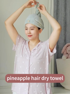 Quick Drying Absorbent Cap Microfiber Pineapple Quick Drying Hair Cap Bathroom Towel Shower Cap Solid Color