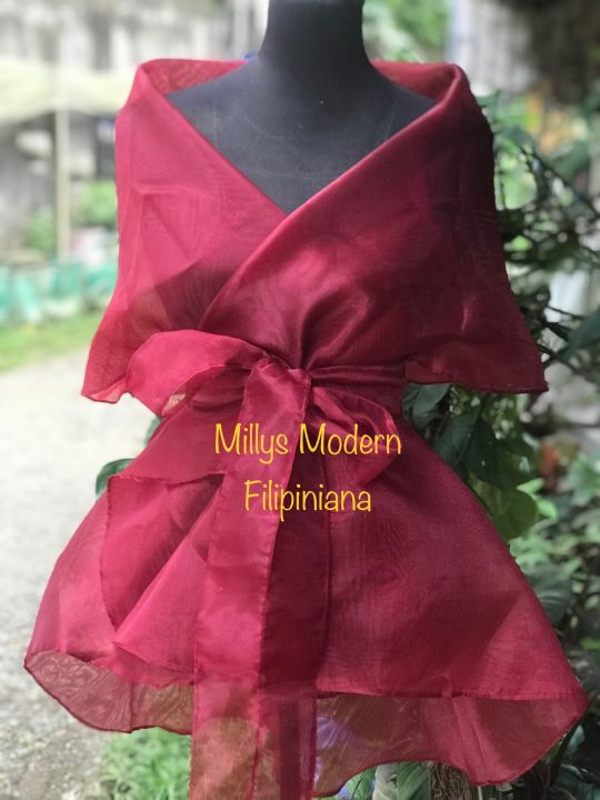 'Cora' Modern Filipiniana Wrap Top (Floral)