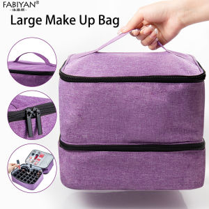 Double Layer Cosmetic Bag Large Travel Make Up Bag Ladies Luxury Waterproof Oxford Cloth Storage Bag Organizer