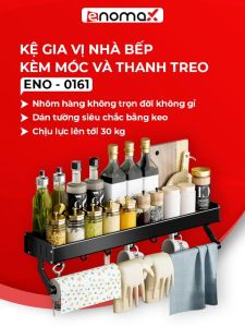 Kệ gia vị nhà bếp đa năng dán tường chất liệu nhôm hàng không chống gỉ sét chống oxi hoá (eno - 0167)