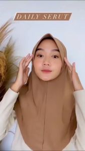Kerudung Instan Serut Jokowi Berpilihan Warna - Bergo Daily Elegan Tali Belakang