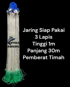 jaring ikan siap pakai 3 lapis tinggi 1m panjang 30m Jaring Ikan Trawl Kecil Jaring Ikan Dengan Pelampung Dan Pemberat Jaring Penangkap Ikan Durable - Lazada