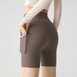 Quần Tập Yoga Mỏng Năm Điểm Cạp Cao Nâng Hông Bó Sát Chạy Bộ Đạp Xe Quần Short Thể Thao Mùa Hè Cho Nữ