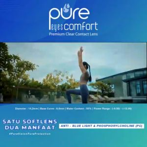 NEW PREMIUM CLEAR SOFLENS - SOFTLENS BENING PURE EYES COMFORT ANTI BLUE LIGHT MINUS 0.50 s/d 10.00 + FREE LENSCASE